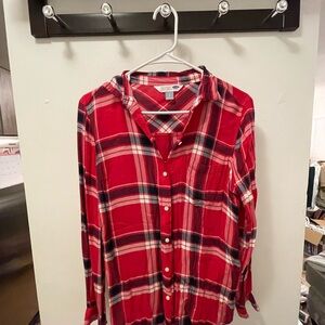 Old Navy Red Plaid Button-Up Shirt